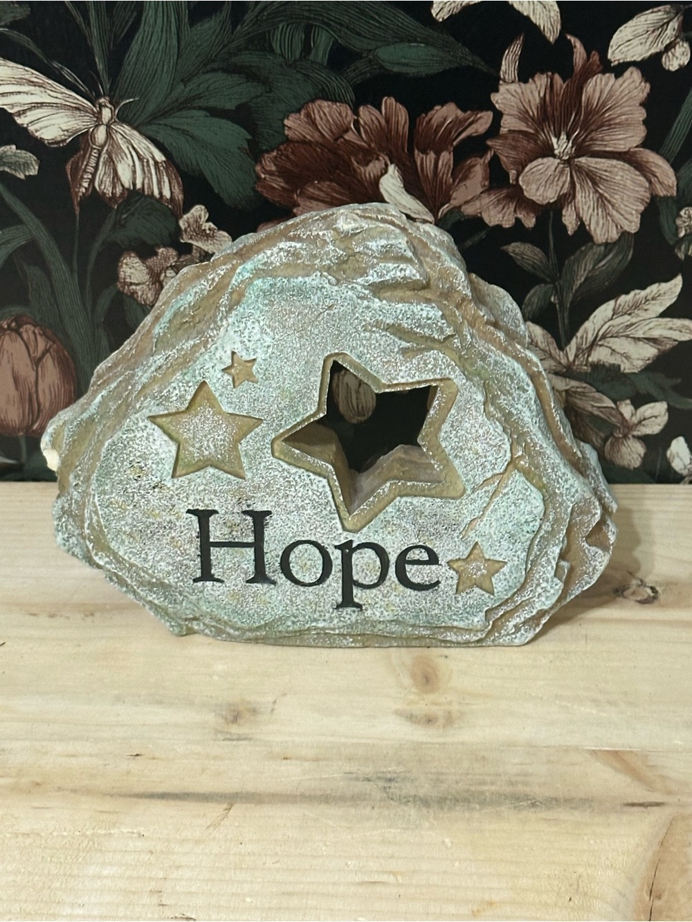 Engraved Word Stone HOPE Inspirational Rock Garden Decor Textured